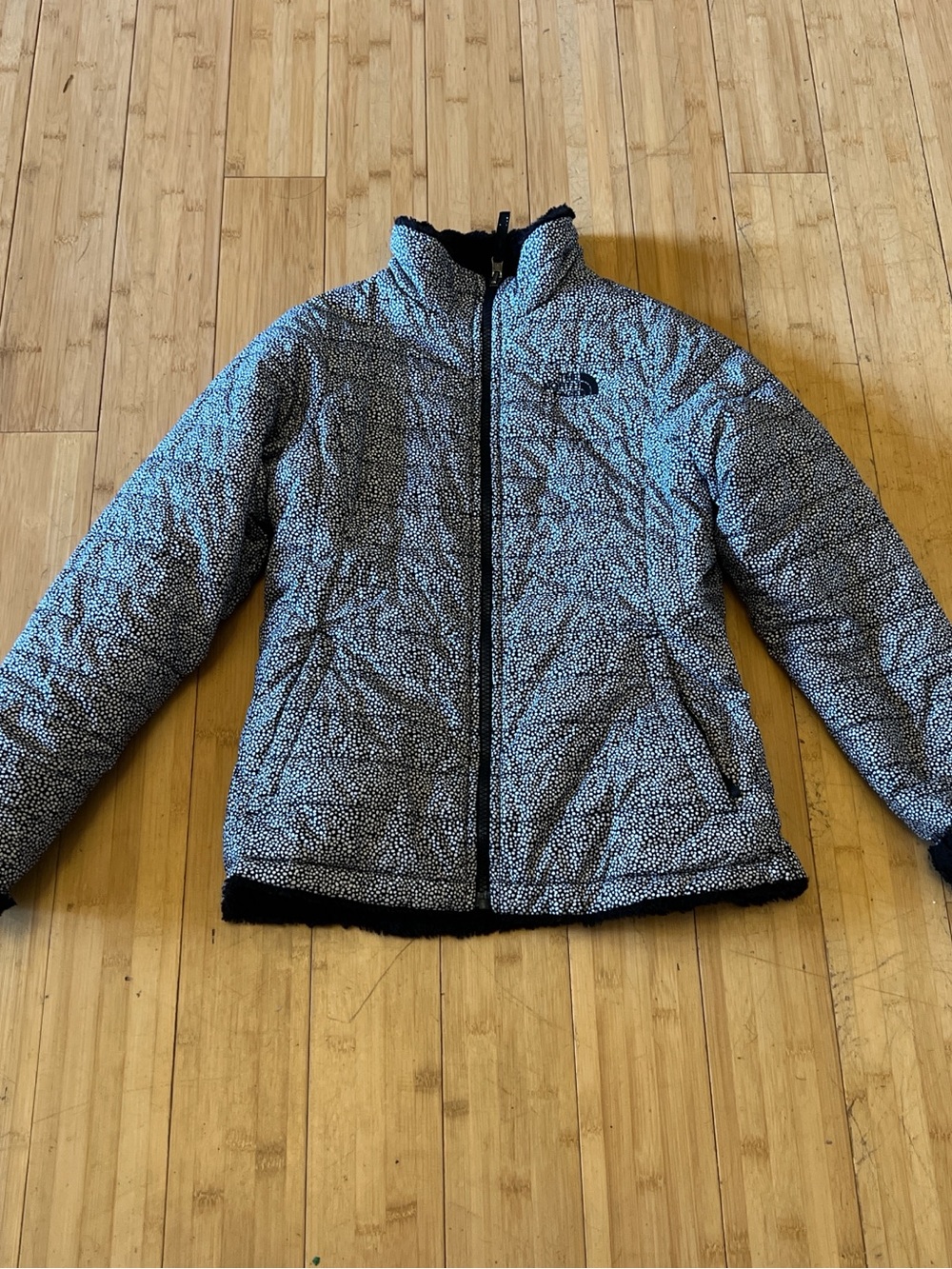 The North Face Reversible Kids Black & White Speckled Puffer Jacket